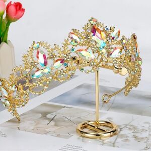 NWT Vintage Gold and Aurora Crystals Tiara for wedding or birthday